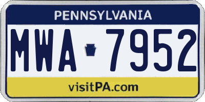 PA license plate MWA7952