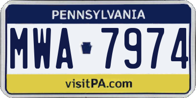 PA license plate MWA7974