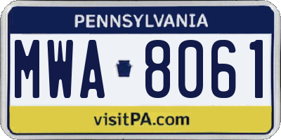 PA license plate MWA8061