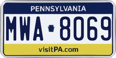 PA license plate MWA8069