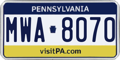 PA license plate MWA8070