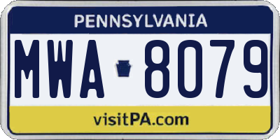 PA license plate MWA8079