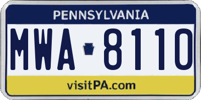 PA license plate MWA8110