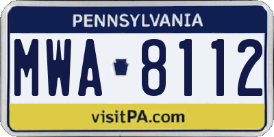 PA license plate MWA8112