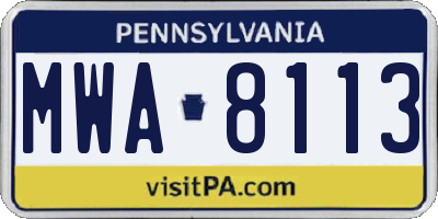 PA license plate MWA8113
