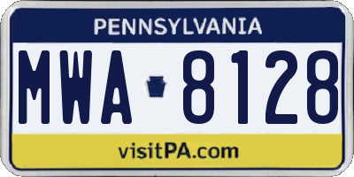 PA license plate MWA8128