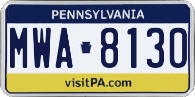 PA license plate MWA8130