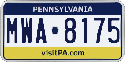 PA license plate MWA8175