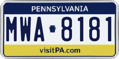 PA license plate MWA8181