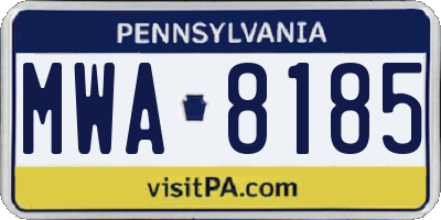 PA license plate MWA8185