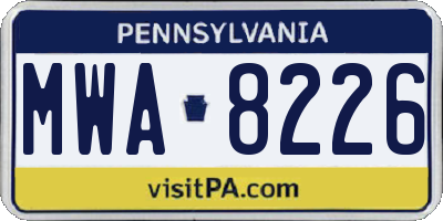 PA license plate MWA8226