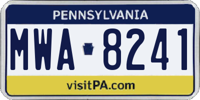 PA license plate MWA8241