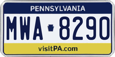 PA license plate MWA8290