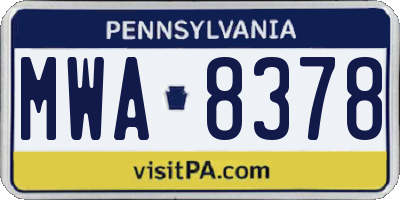 PA license plate MWA8378