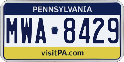 PA license plate MWA8429