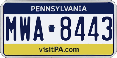 PA license plate MWA8443