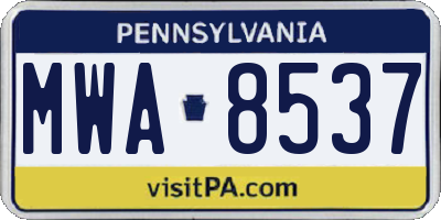 PA license plate MWA8537