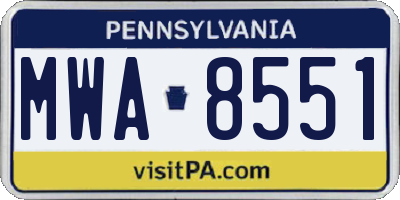 PA license plate MWA8551