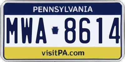 PA license plate MWA8614