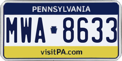 PA license plate MWA8633