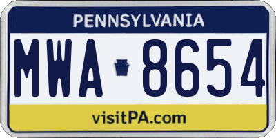 PA license plate MWA8654