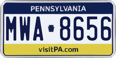 PA license plate MWA8656