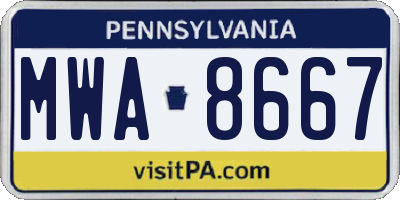 PA license plate MWA8667