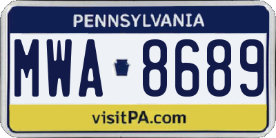 PA license plate MWA8689