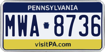 PA license plate MWA8736