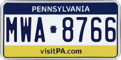 PA license plate MWA8766