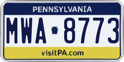PA license plate MWA8773