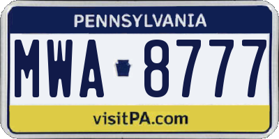 PA license plate MWA8777