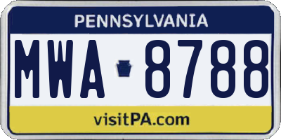 PA license plate MWA8788