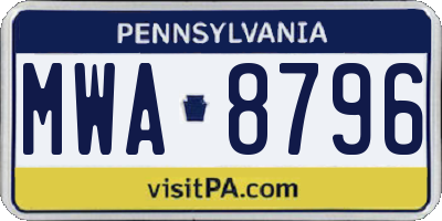 PA license plate MWA8796