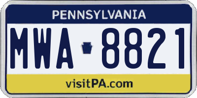 PA license plate MWA8821