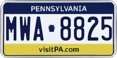 PA license plate MWA8825