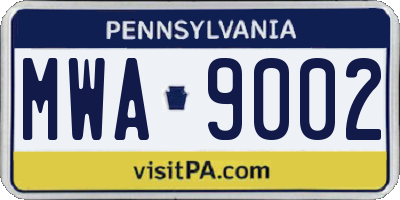 PA license plate MWA9002