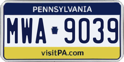 PA license plate MWA9039
