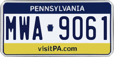 PA license plate MWA9061