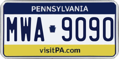 PA license plate MWA9090