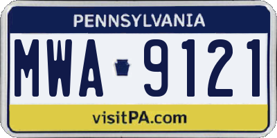 PA license plate MWA9121