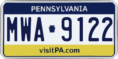 PA license plate MWA9122