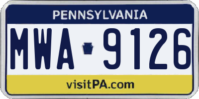 PA license plate MWA9126