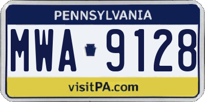 PA license plate MWA9128