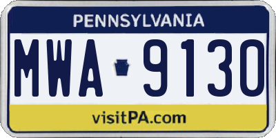 PA license plate MWA9130