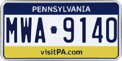 PA license plate MWA9140