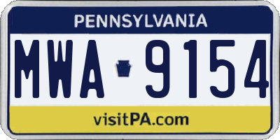 PA license plate MWA9154
