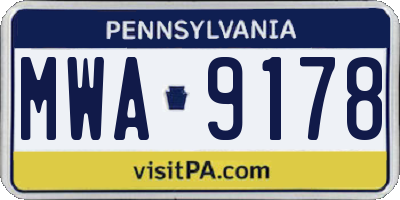 PA license plate MWA9178