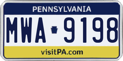 PA license plate MWA9198