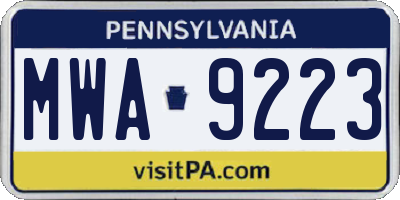 PA license plate MWA9223